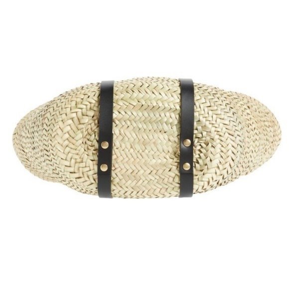 Frame Natural Woven Straw Tote Bag NWT Black Leather Trim - Picture 6 of 6